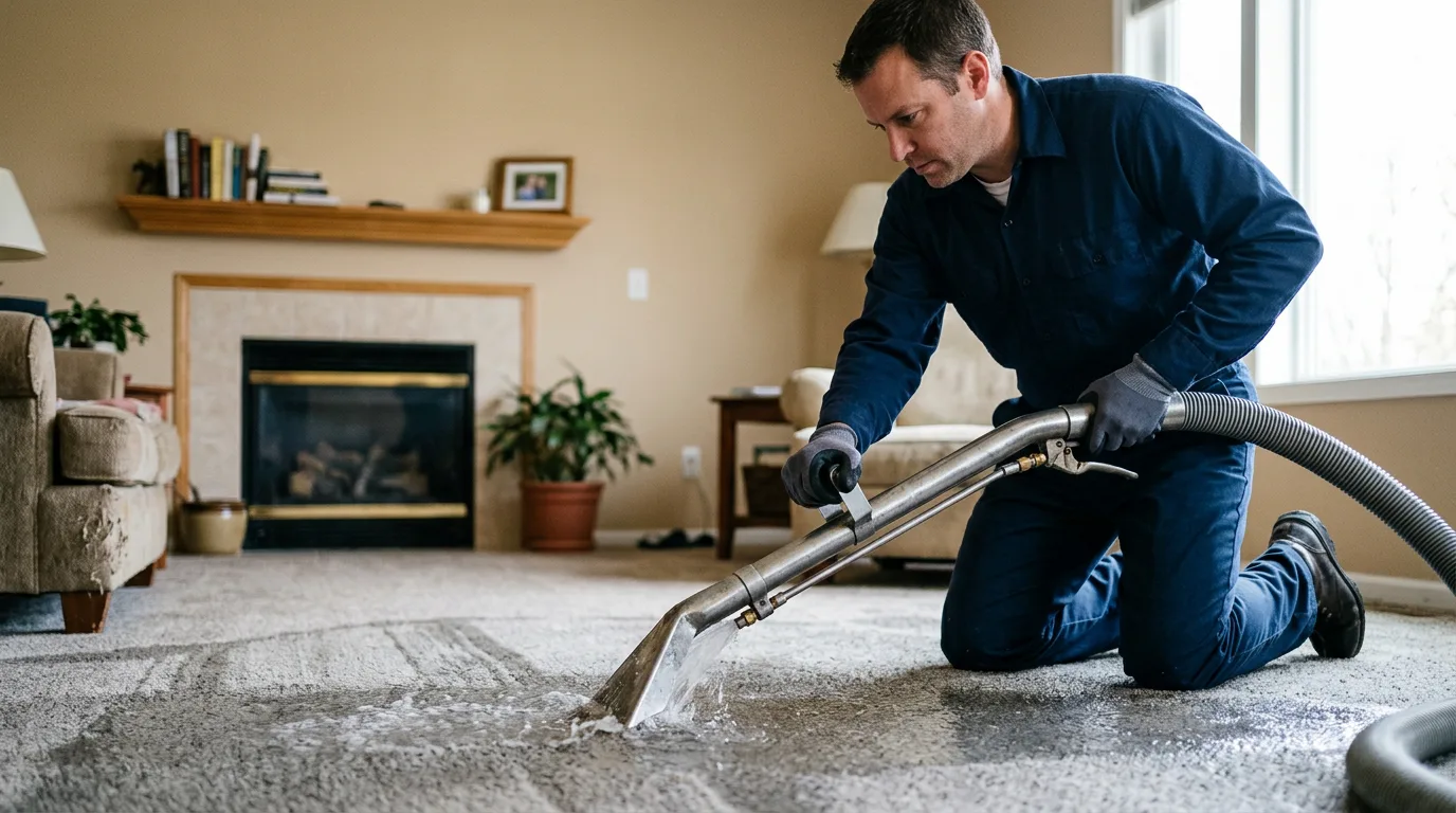 Water damage restoration technician working near Eminence, KY